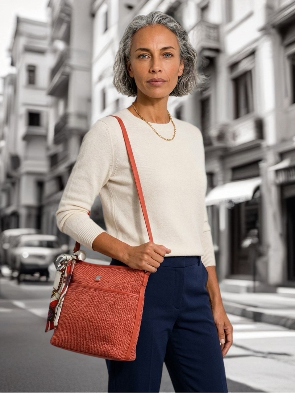 Woven Crossbody Bag - Coral Red